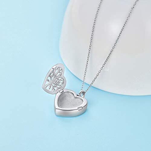 Sterling Silver Tree Of Life & Heart Urn Necklace for Ashes-4