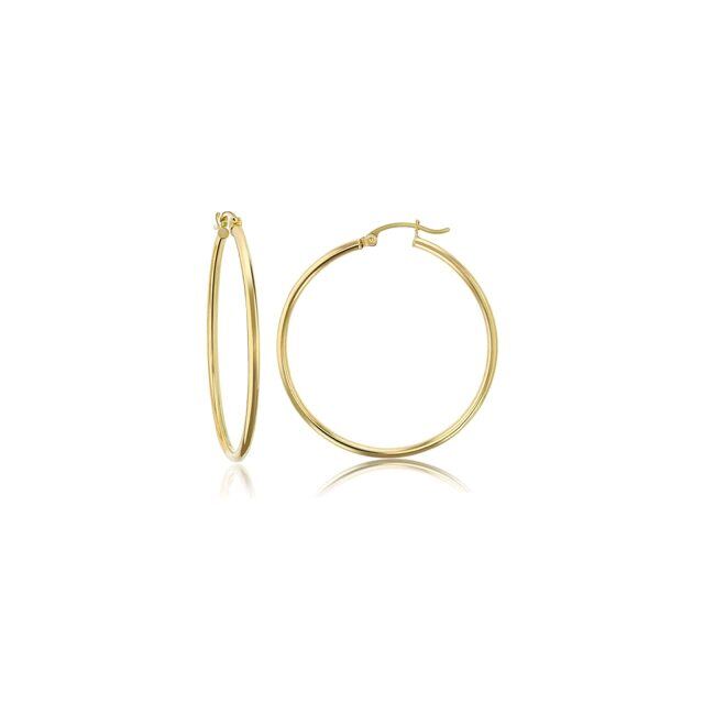 14K Gold Round Hoop Earrings-1