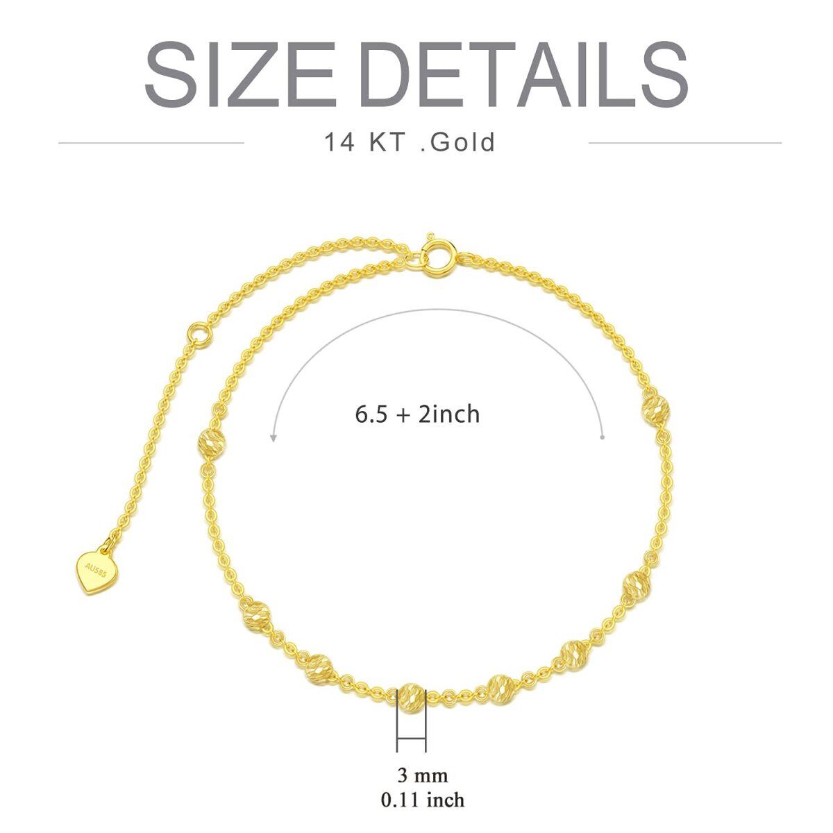 Bracelet de perles en métal doré 14K-5