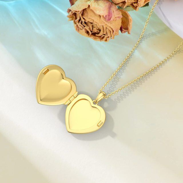 Sterling Silver with Yellow Gold Plated Cross Heart Personalized Engraving Photo Locket Necklace-5