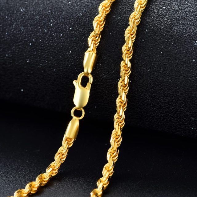 Collier en acier inoxydable avec chaîne en corde plaquée or jaune-3