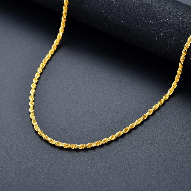 Colar em aço inoxidável com corrente de corda banhada a ouro amarelo-2