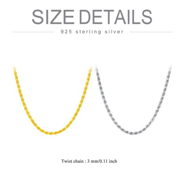 Stainless Steel with Yellow Gold Plated Rope Chain Necklace-5