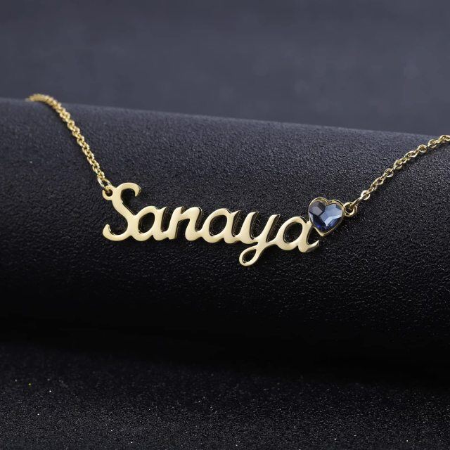 14K Gold Circular Shaped Crystal Personalized Birthstone Pendant Necklace-2