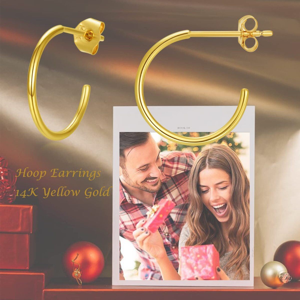 14K Gold Circle Hoop Earrings-5