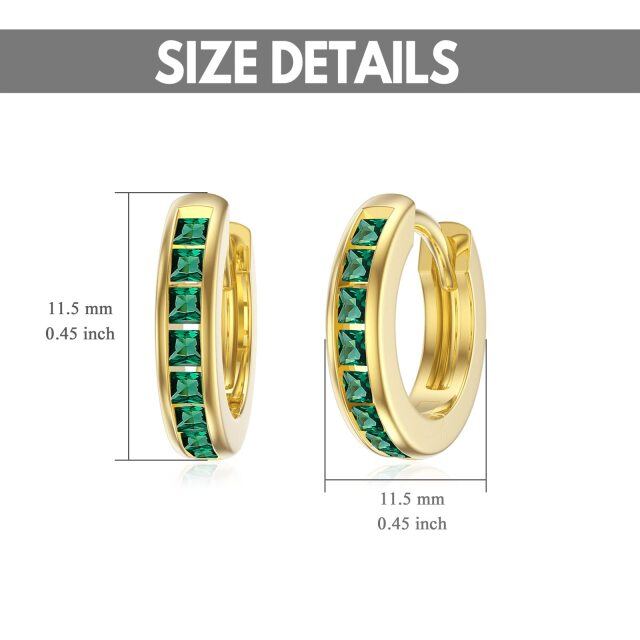 14k Gold Emerald Green Zircon May Birthstone Hoop Earrings Gifts for Women-4