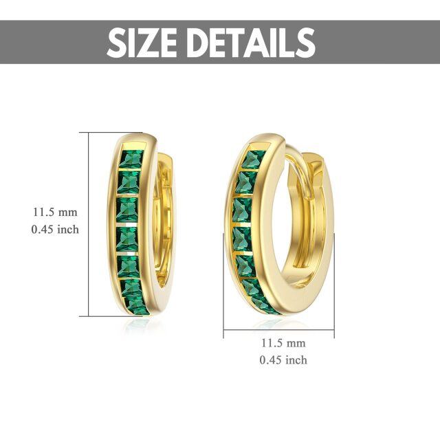 Brincos de argola em ouro 14k verde esmeralda com pedra de nascimento, presentes para mulheres-4