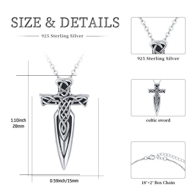 Sterling Silver Sword Pendant Necklace for Men-6