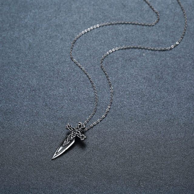 Sterling Silver Sword Pendant Necklace for Men-4
