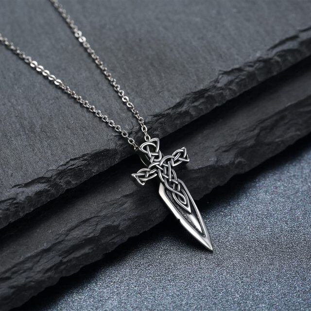 Sterling Silver Sword Pendant Necklace for Men-3