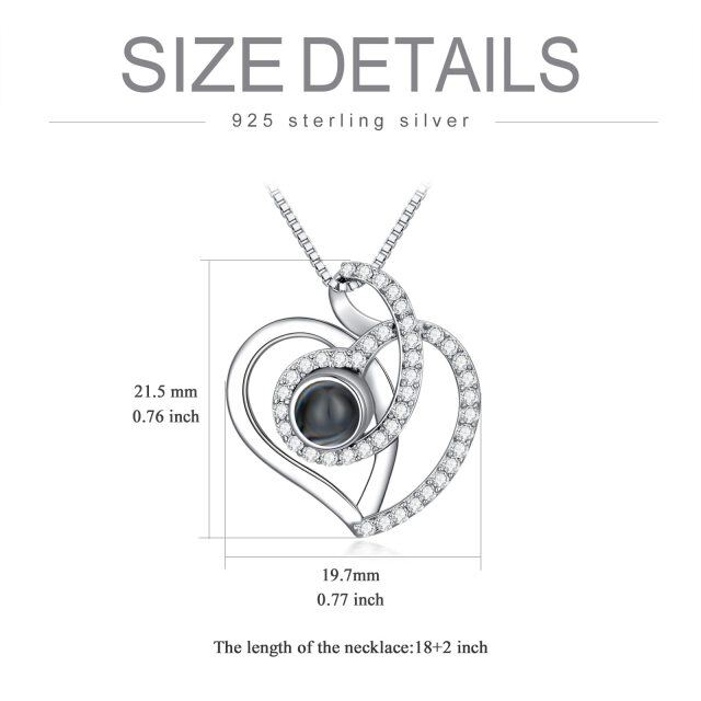 Sterling Silber kreisförmig geformt Moissanite personalisierte Projektion Anhänger Halsket-4