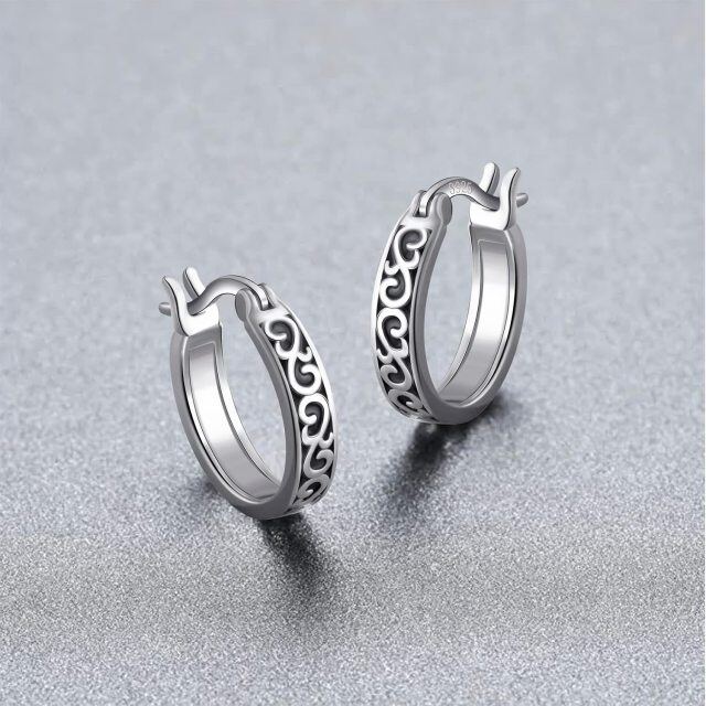 Sterling Silver Vintage Oxidized Round Hoop Earrings-4