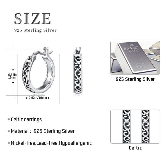 Sterling Silver Vintage Oxidized Round Hoop Earrings-6