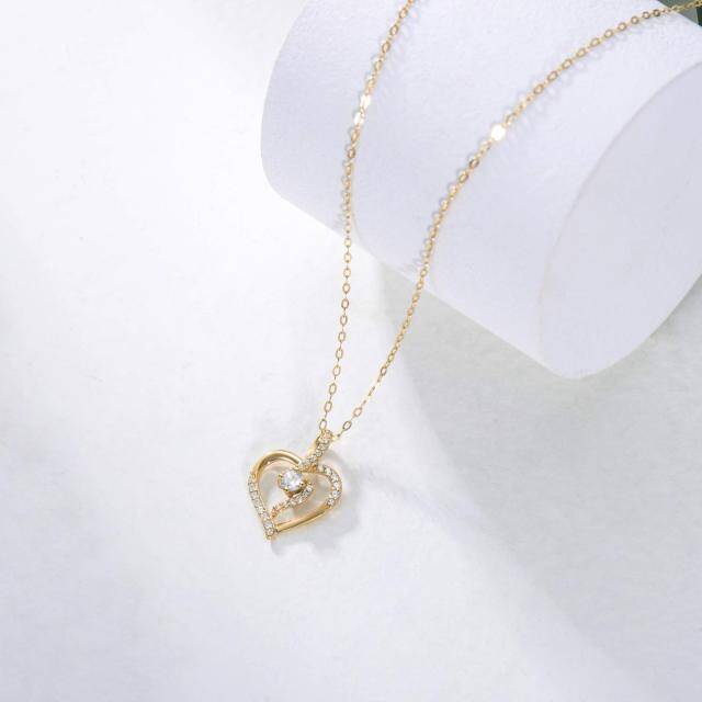 9K Gold Moissanite Heart Pendant Necklace-3