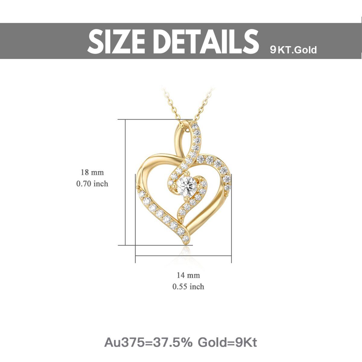9K Gold Moissanite Heart Pendant Necklace-6