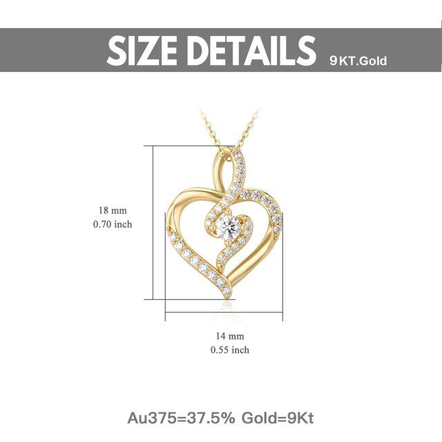 9K Gold Moissanite Heart Pendant Necklace-5