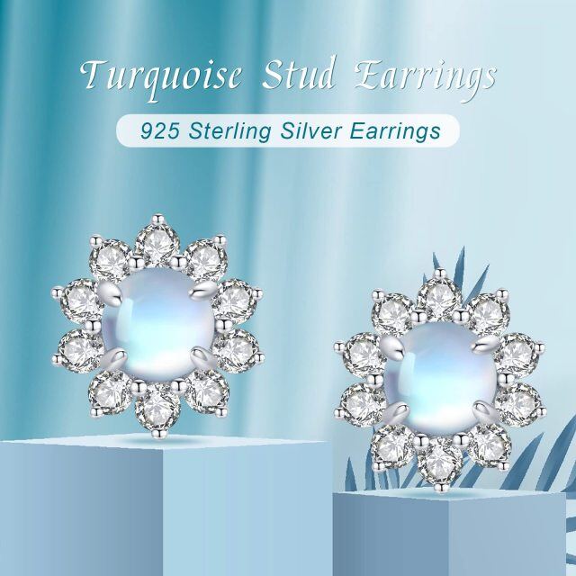 Sterling Silver Circular Shaped Moonstone Couple & Sisters Stud Earrings-6