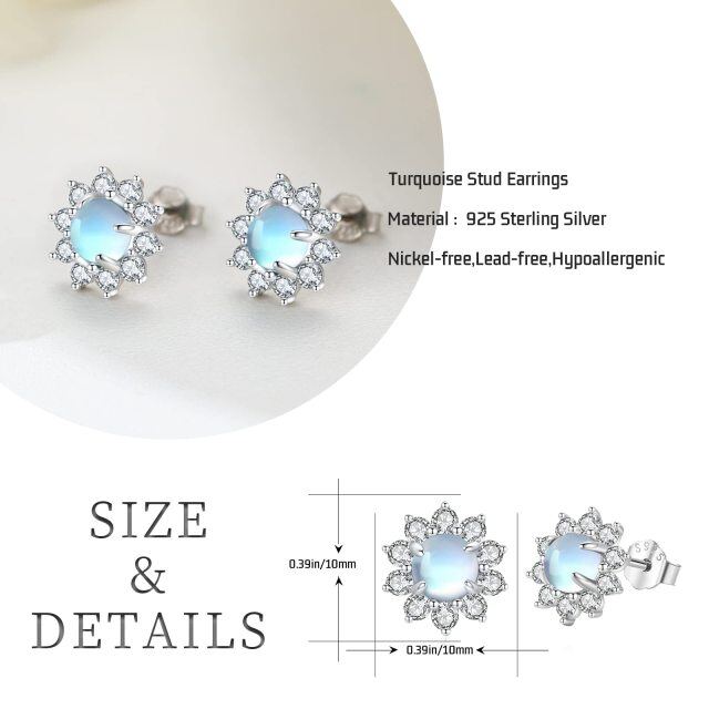 Sterling Silver Circular Shaped Moonstone Couple & Sisters Stud Earrings-5