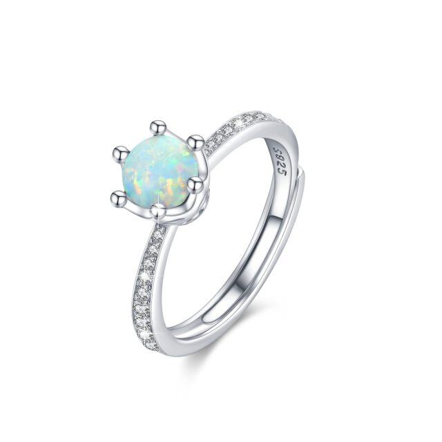 Sterling Silver Circular Shaped Opal Ring-1