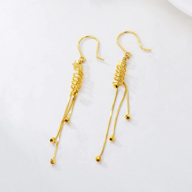 18k Gold Star Tassel Drop Earring Anniversary Gifts For Women-4