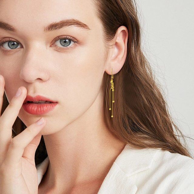 18k Gold Star Tassel Drop Earring Anniversary Gifts For Women-1