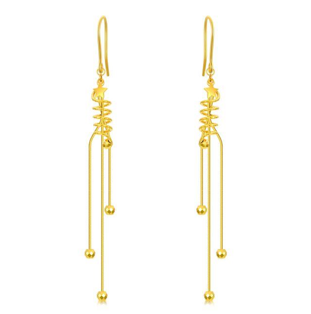 18k Gold Star Tassel Drop Earring Anniversary Gifts For Women-0