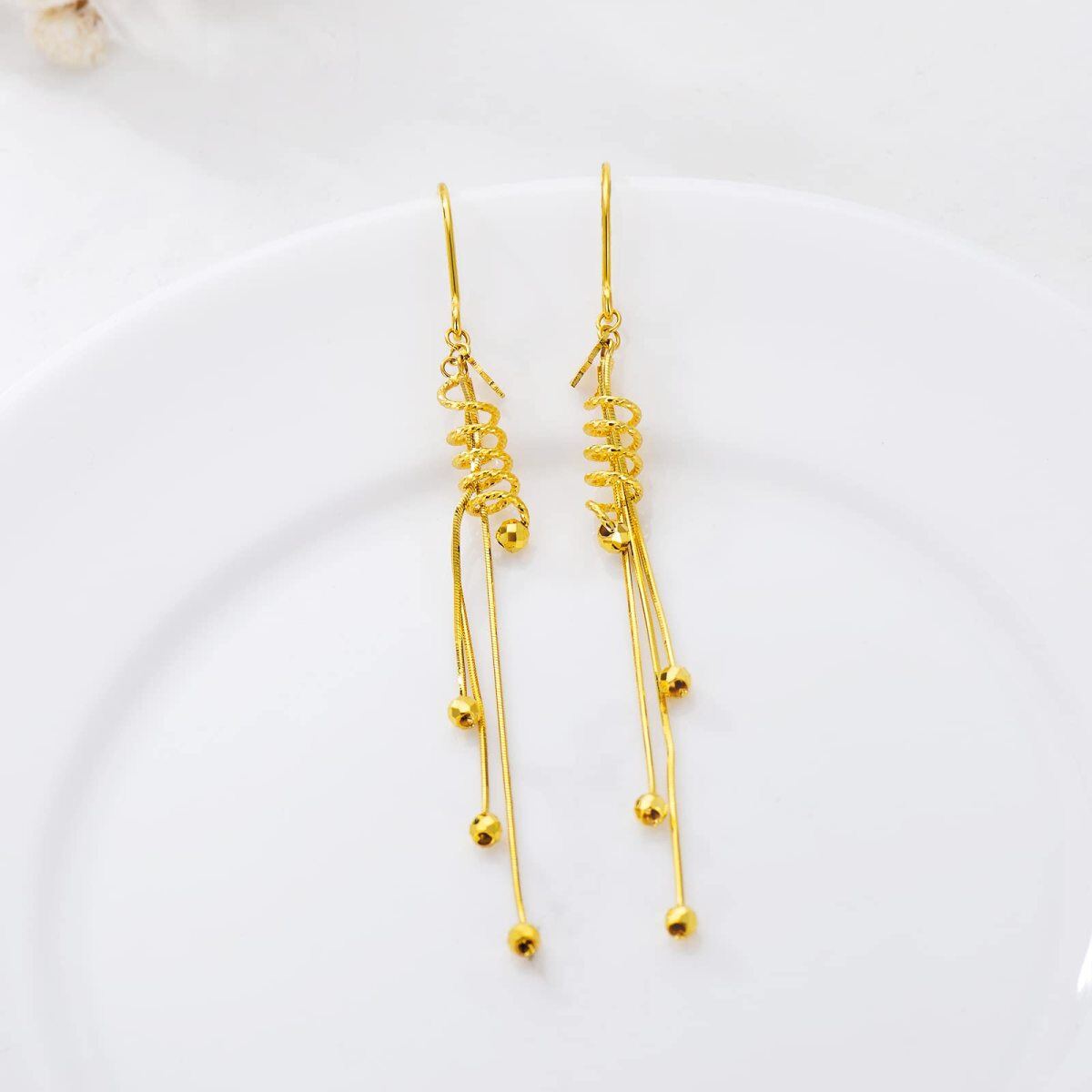 18K Gold Star Drop Earrings-3