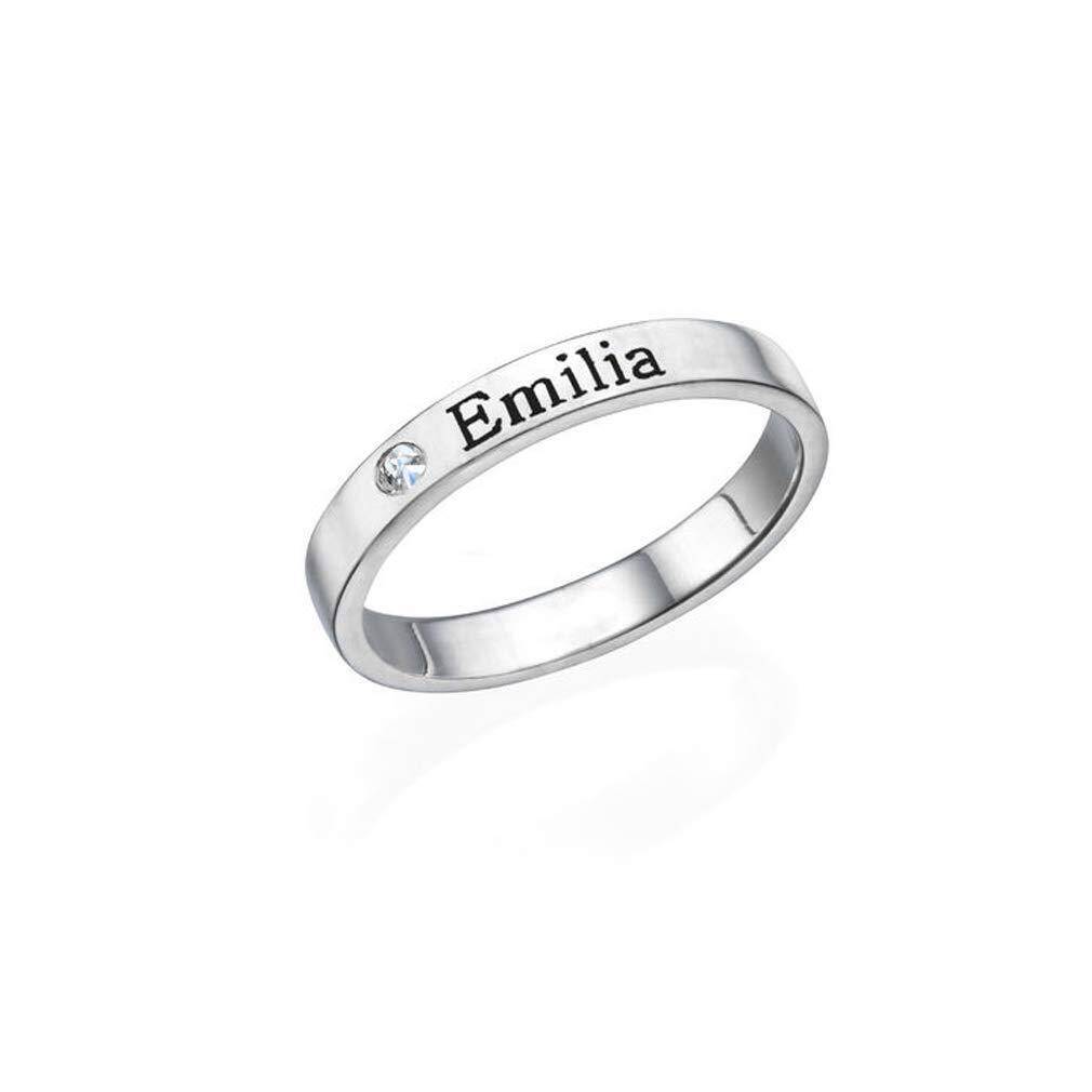 Sterling Silver with Rose Gold Plated Circular Shaped Cubic Zirconia Personalized Birthstone Ring-1