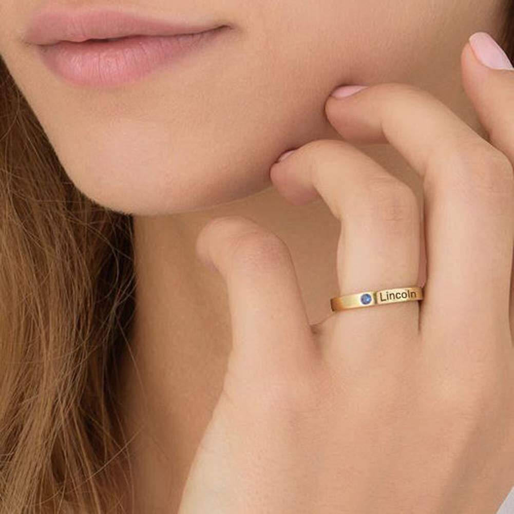 Sterling Silver with Rose Gold Plated Circular Shaped Cubic Zirconia Personalized Birthstone Ring-11