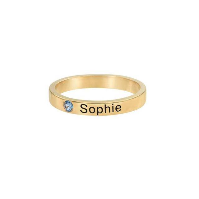 Sterling Silver with Rose Gold Plated Circular Shaped Cubic Zirconia Personalized Birthstone Ring-8
