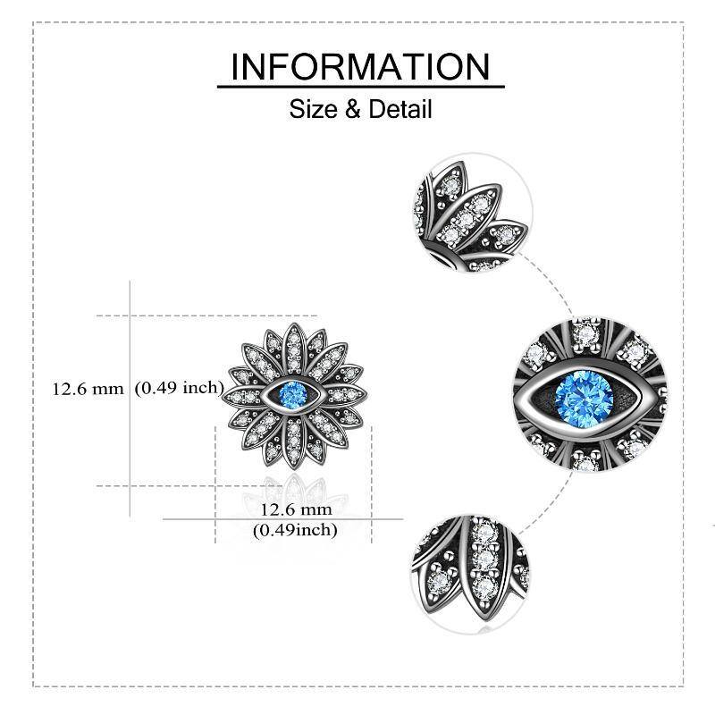 Pendientes de plata de ley con circonita loto y mal de ojo-6