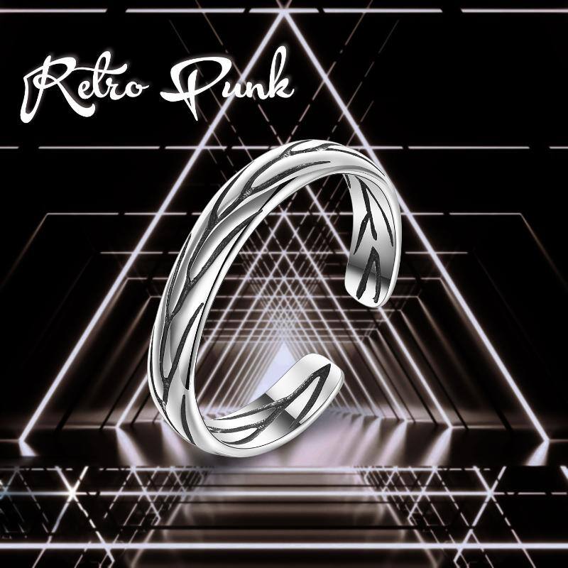 Sterling Silver Ring With Textured Opening Unisex 11 7015f04514f9bdc1e085a62e7d2fbb26