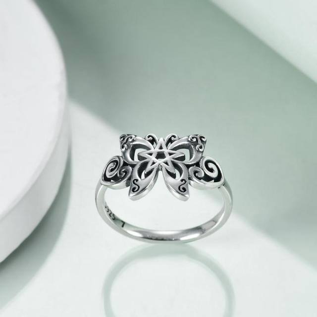 Sterling Silver Butterfly & Celtic Knot Ring-2