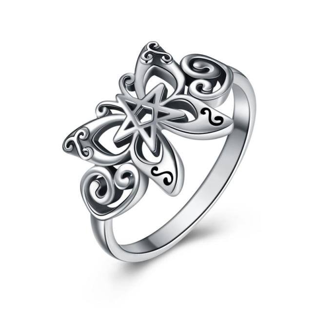 Sterling Silver Butterfly & Celtic Knot Ring-0