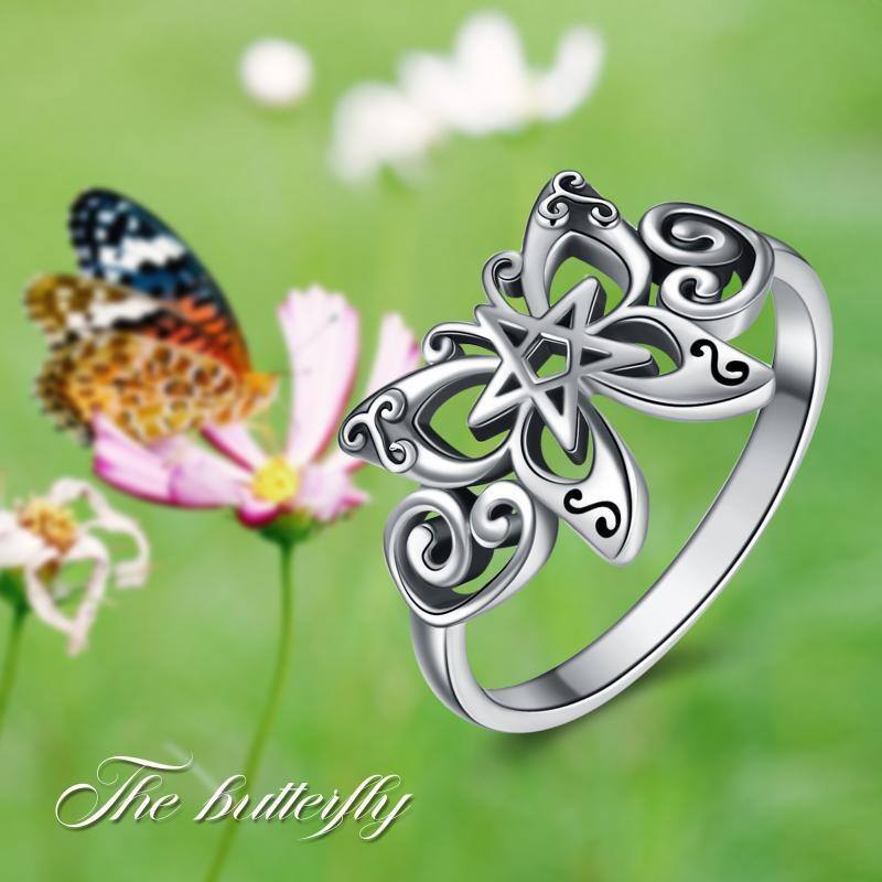 Keltischer Knotenring mit Schmetterling aus Sterlingsilber-6