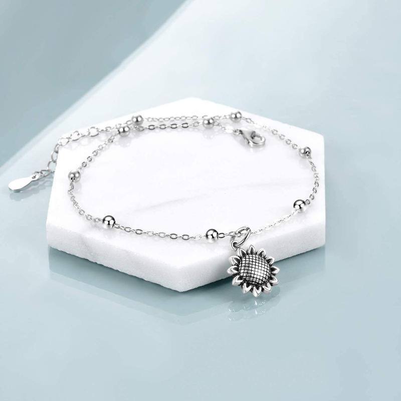 Sterling Silver Sunflower Pendant Bracelet-3