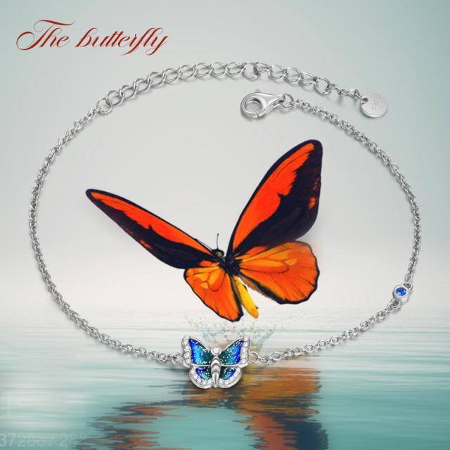 Bracelet pendentif papillon en argent sterling et zircon-5