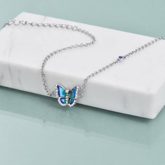 Bracelet pendentif papillon en argent sterling et zircon-3
