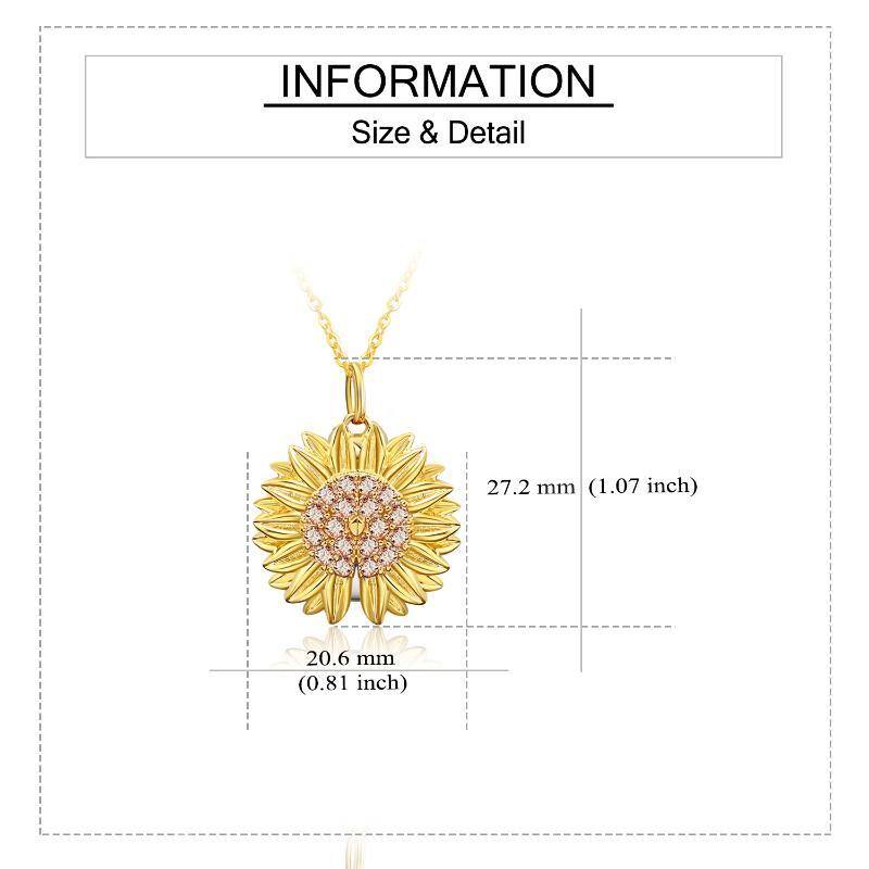 Sterling Silver Two-tone Sunflower Pendant Locket Necklace Engraved You Are My Sunshine-6