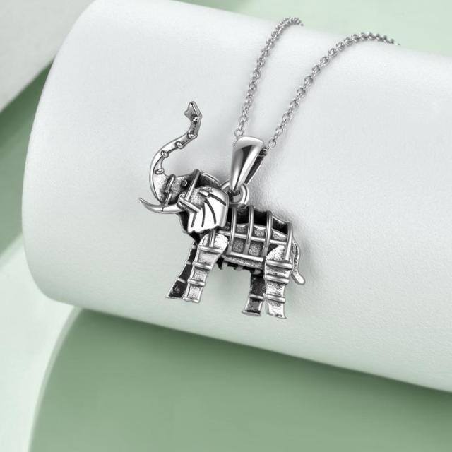 Sterling Silver Elephant Pendant Necklace-2