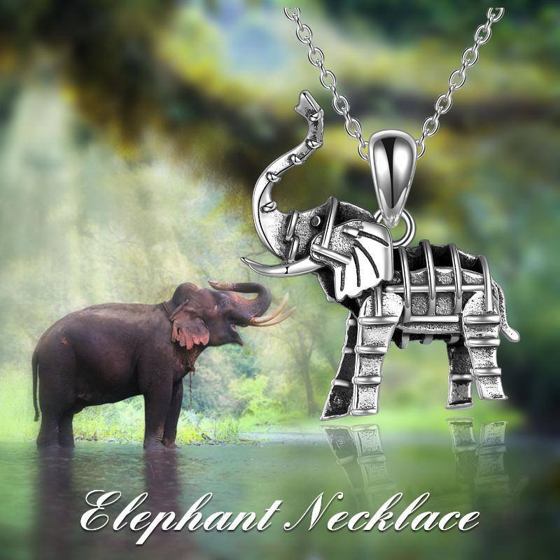 Collier à pendentif éléphant en argent sterling-6