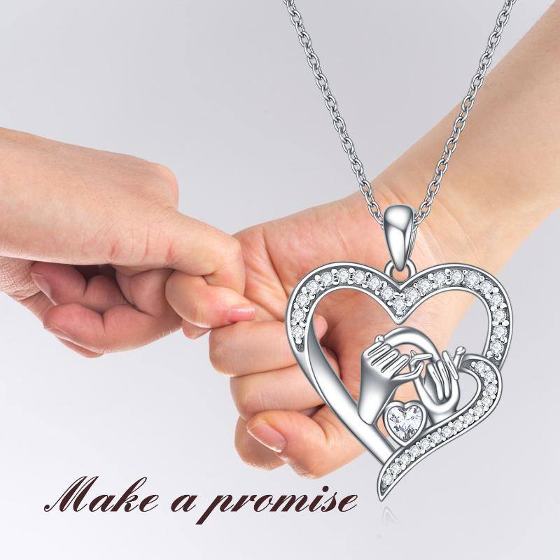 Collier pendentif promesse rose en argent sterling-6