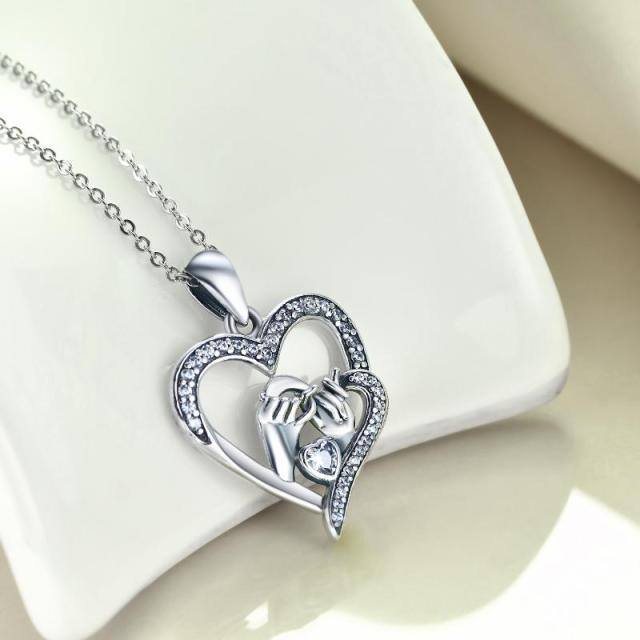 Collier pendentif promesse rose en argent sterling-1