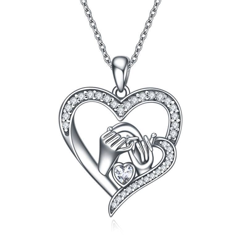 Collier pendentif promesse rose en argent sterling-1