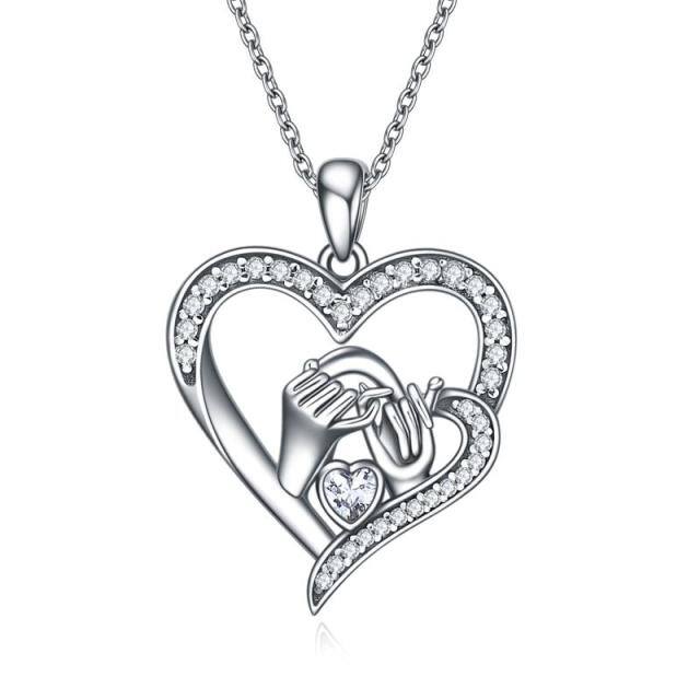 Collier pendentif promesse rose en argent sterling-0