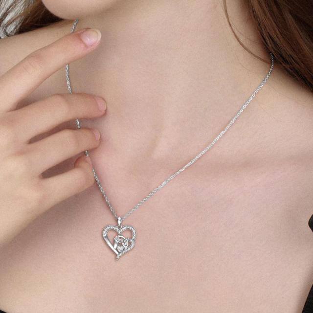 Sterling Silver Heart & Pinky Promise Pendant Necklace-4