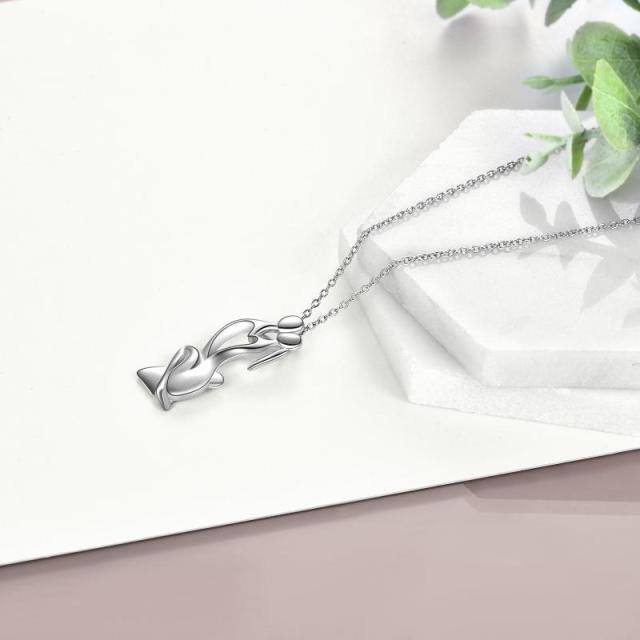 Collier à pendentif couple en argent sterling-3