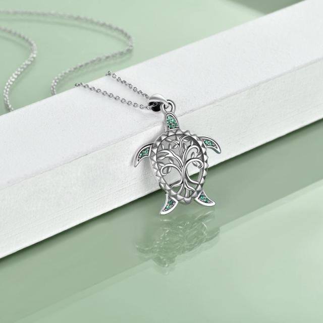 Sterling Silver Round Tree Of Life Pendant Necklace-2