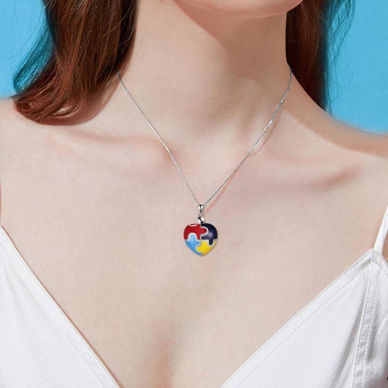 Sterling Silver Rainbow Heart Personalized Photo Locket Necklace-4