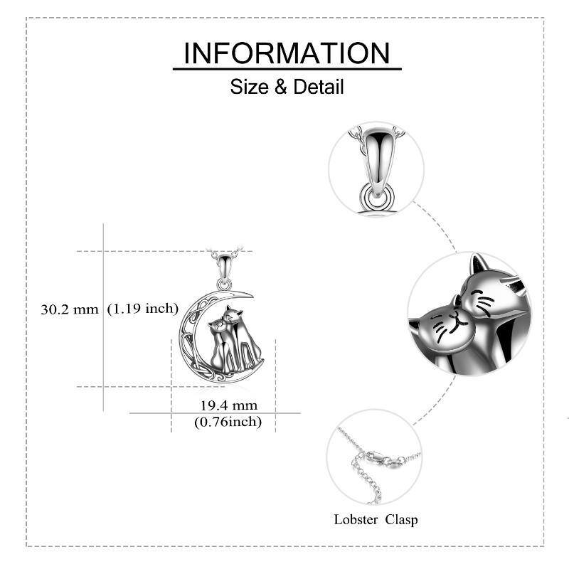 Sterling Silber Katze & Keltischer Knoten & Mond Urne Halskette-6